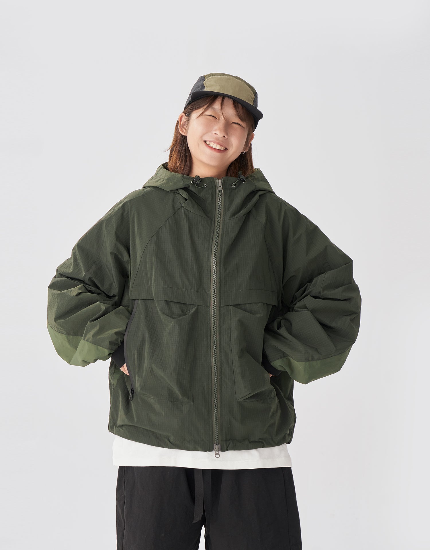 TopBasics Three Pockets Patchwork Windbreaker Jacket