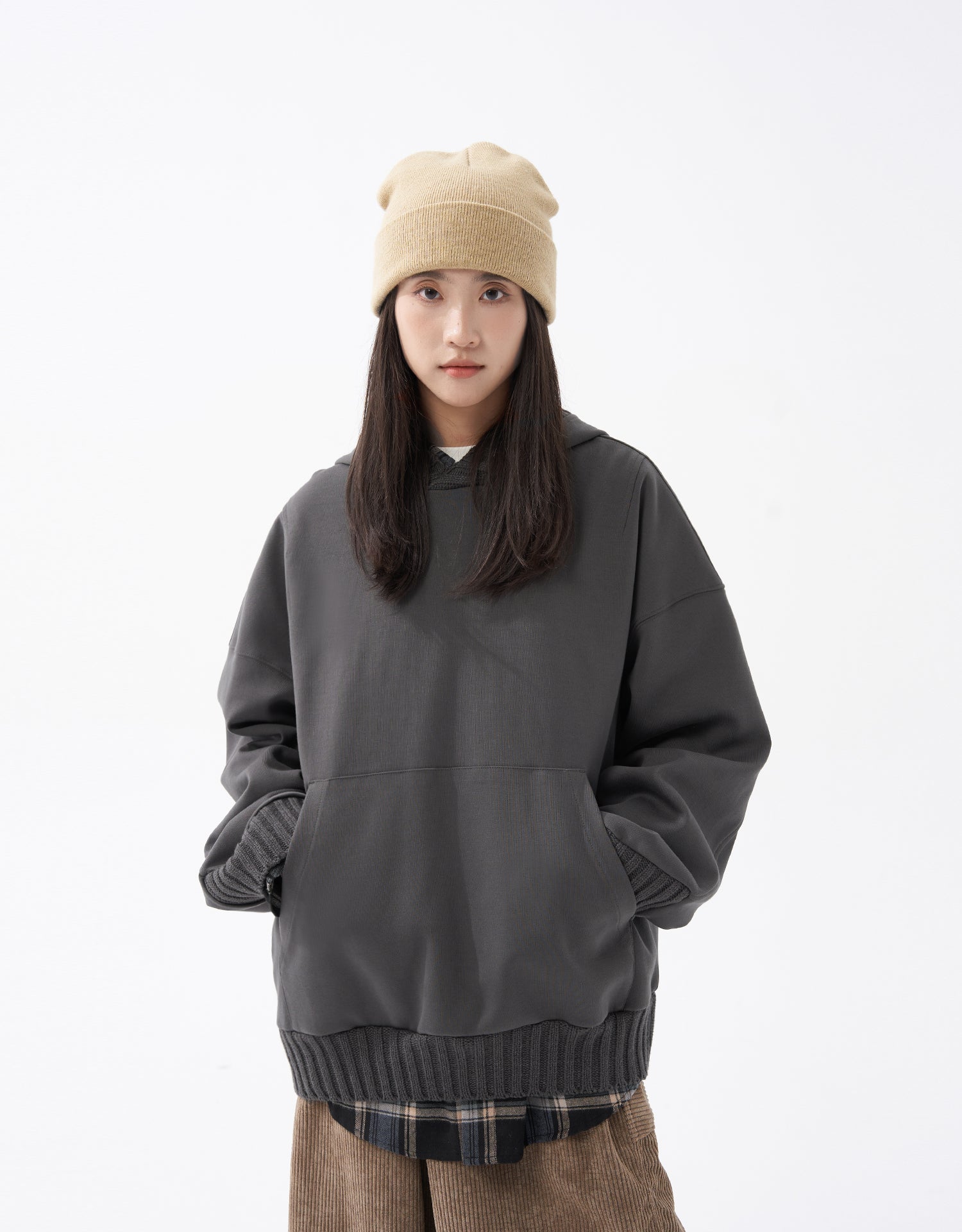 TopBasics Rib Knit Openings Hoodie