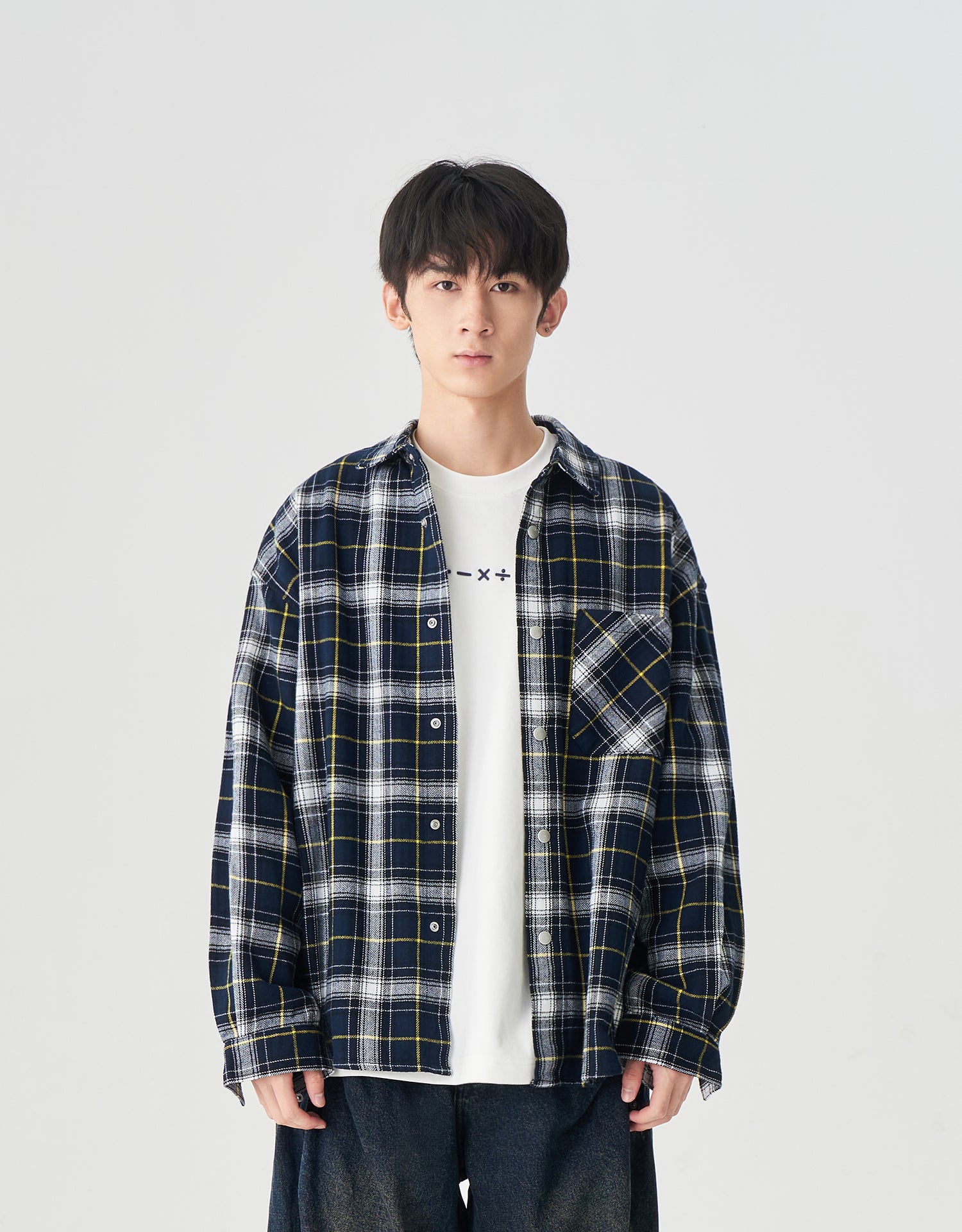 TopBasics Navy Checkered Shirt