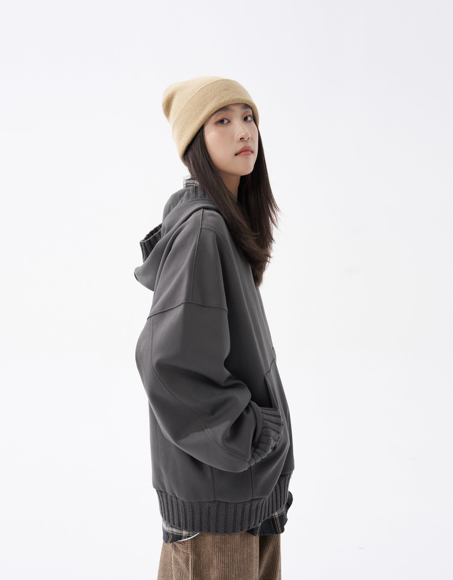 TopBasics Rib Knit Openings Hoodie