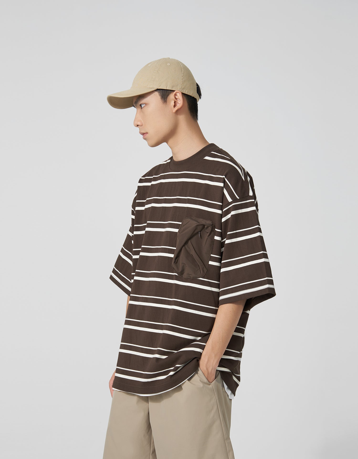 TopBasics 3D Pocket Striped T-Shirt