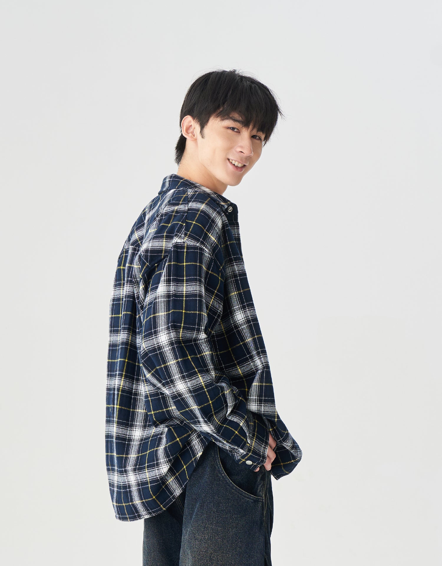 TopBasics Navy Checkered Shirt