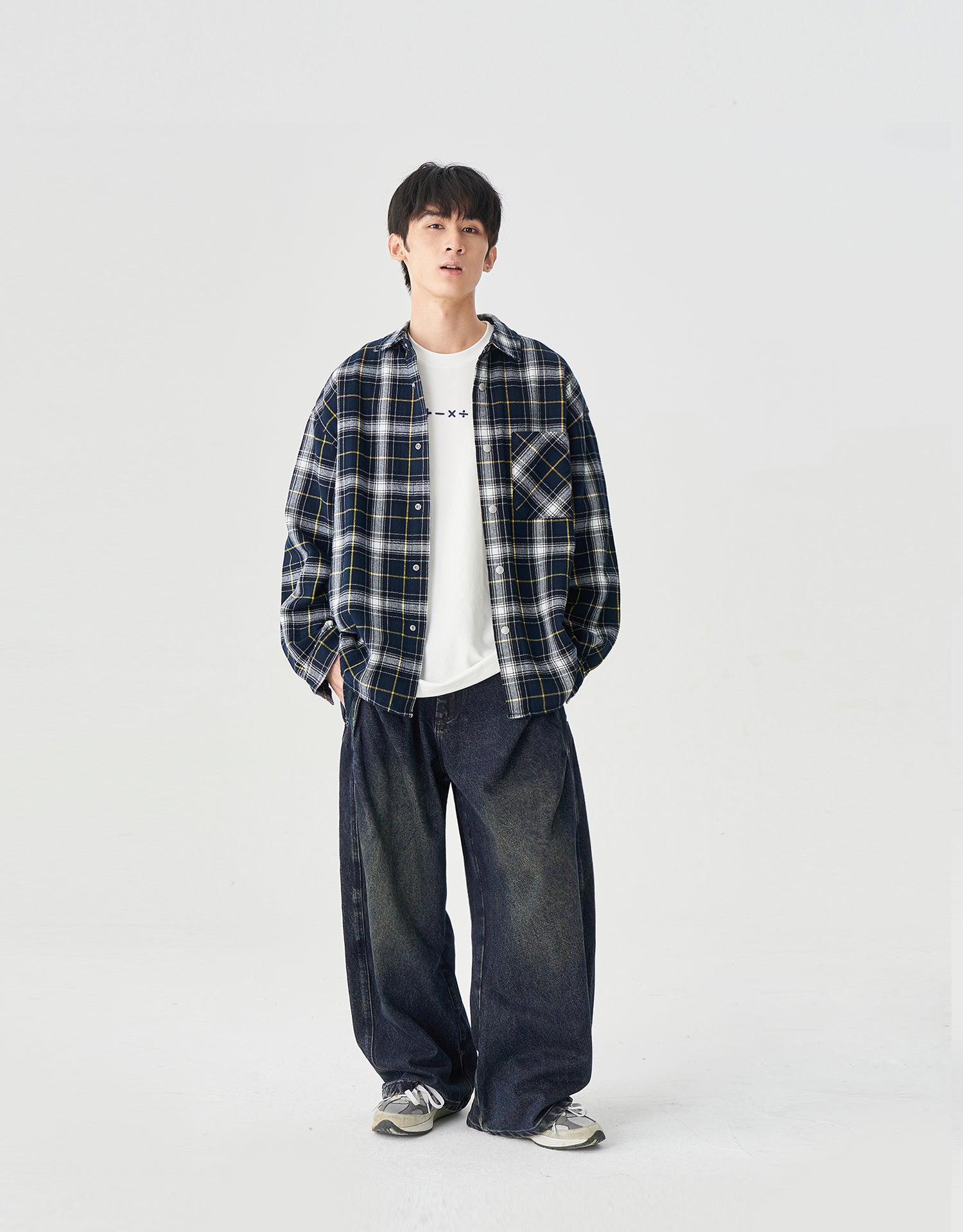 TopBasics Navy Checkered Shirt