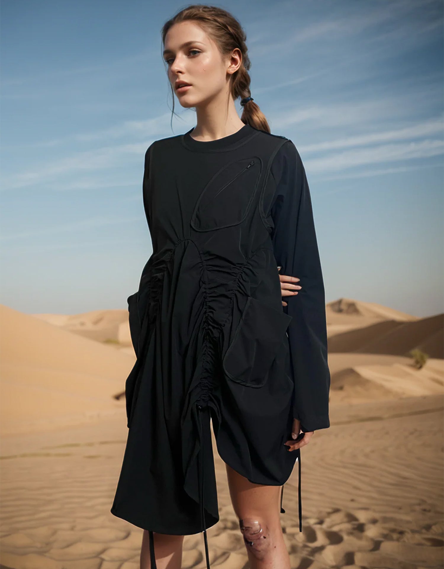 Ip-Axis Industrial Functional Irregular Three Dimensional Rope Cut Skirt IPA-PC76