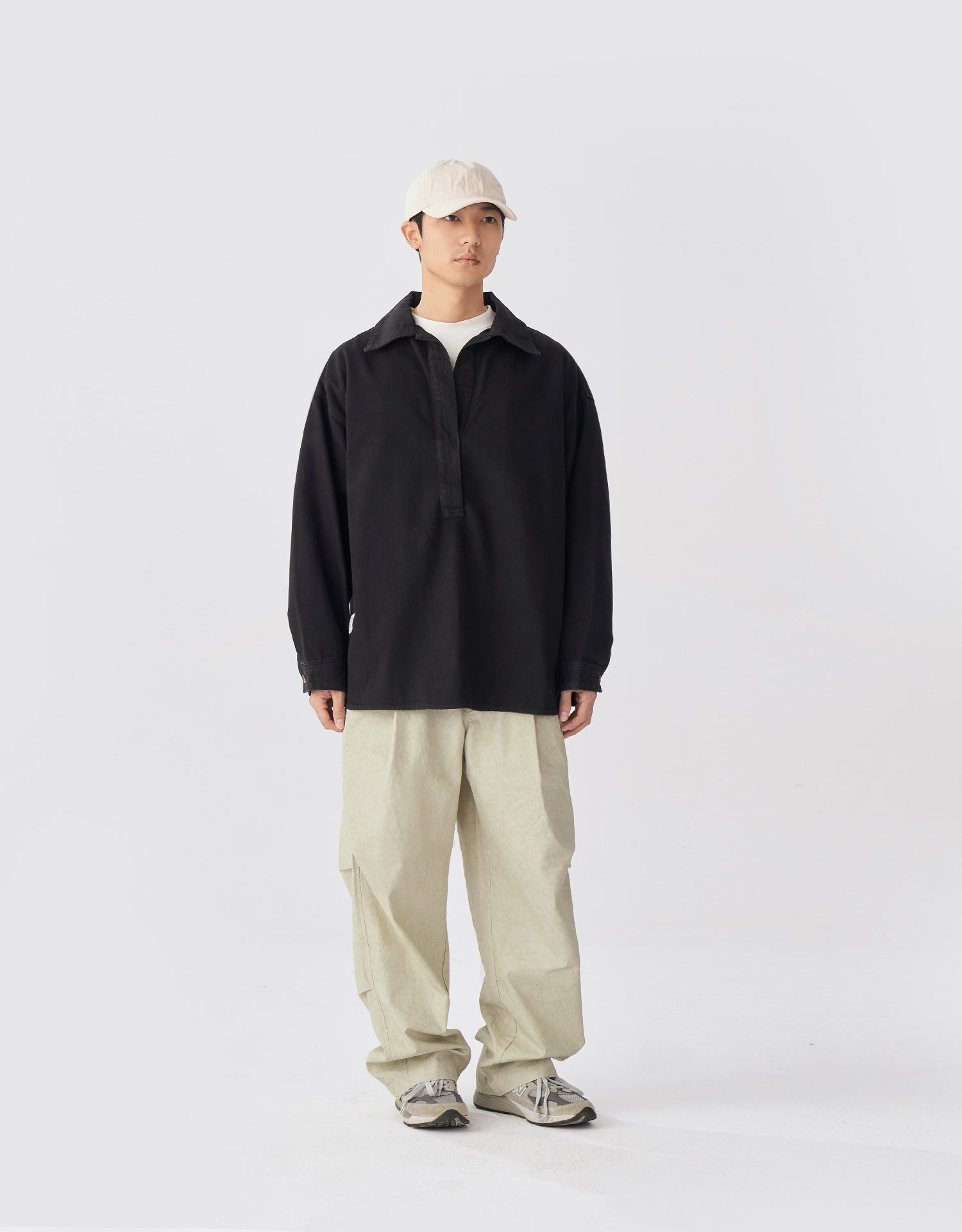 TopBasics Four Pockets Washed & Pleated Barrel Leg Pants