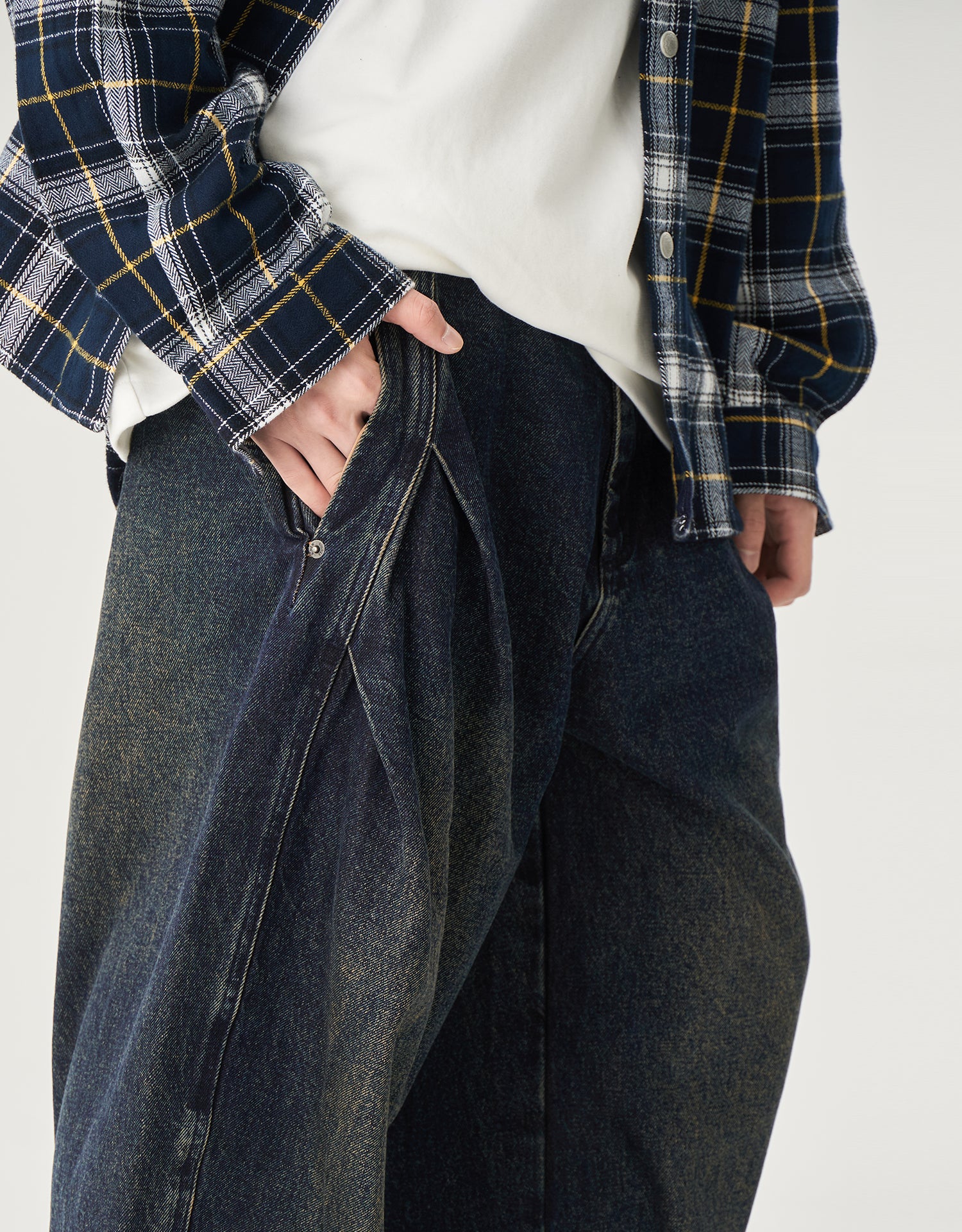 TopBasics Work Washed Barrel Leg Denim Pants