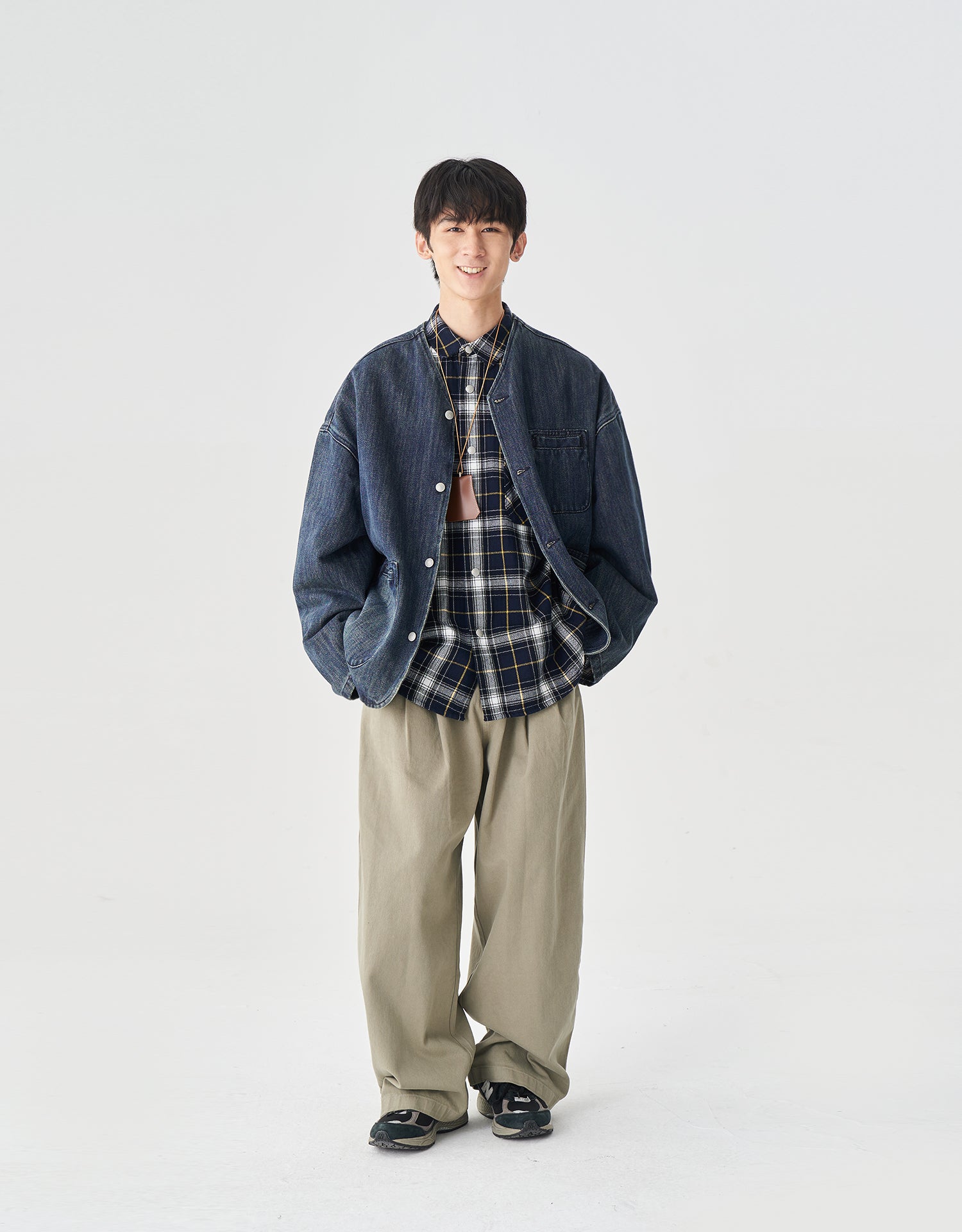 TopBasics Pockets Denim No Collar Jacket