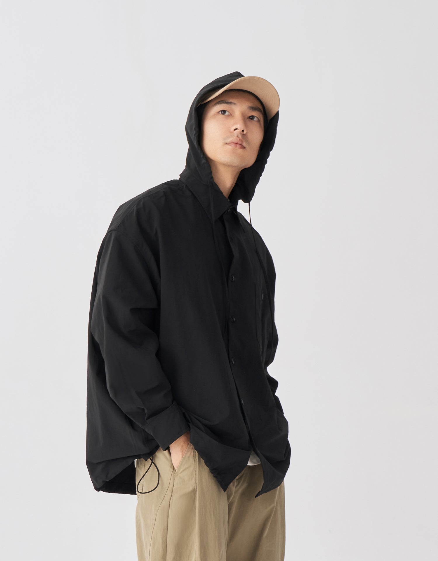 TopBasics Pocket Detachable Hood Shirt