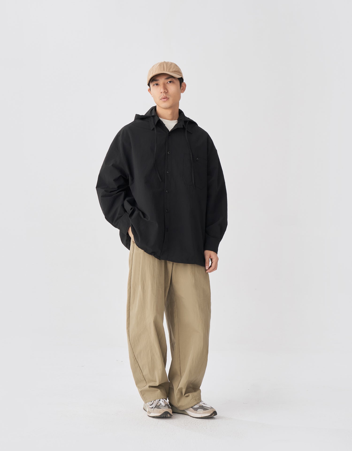 TopBasics Pocket Detachable Hood Shirt