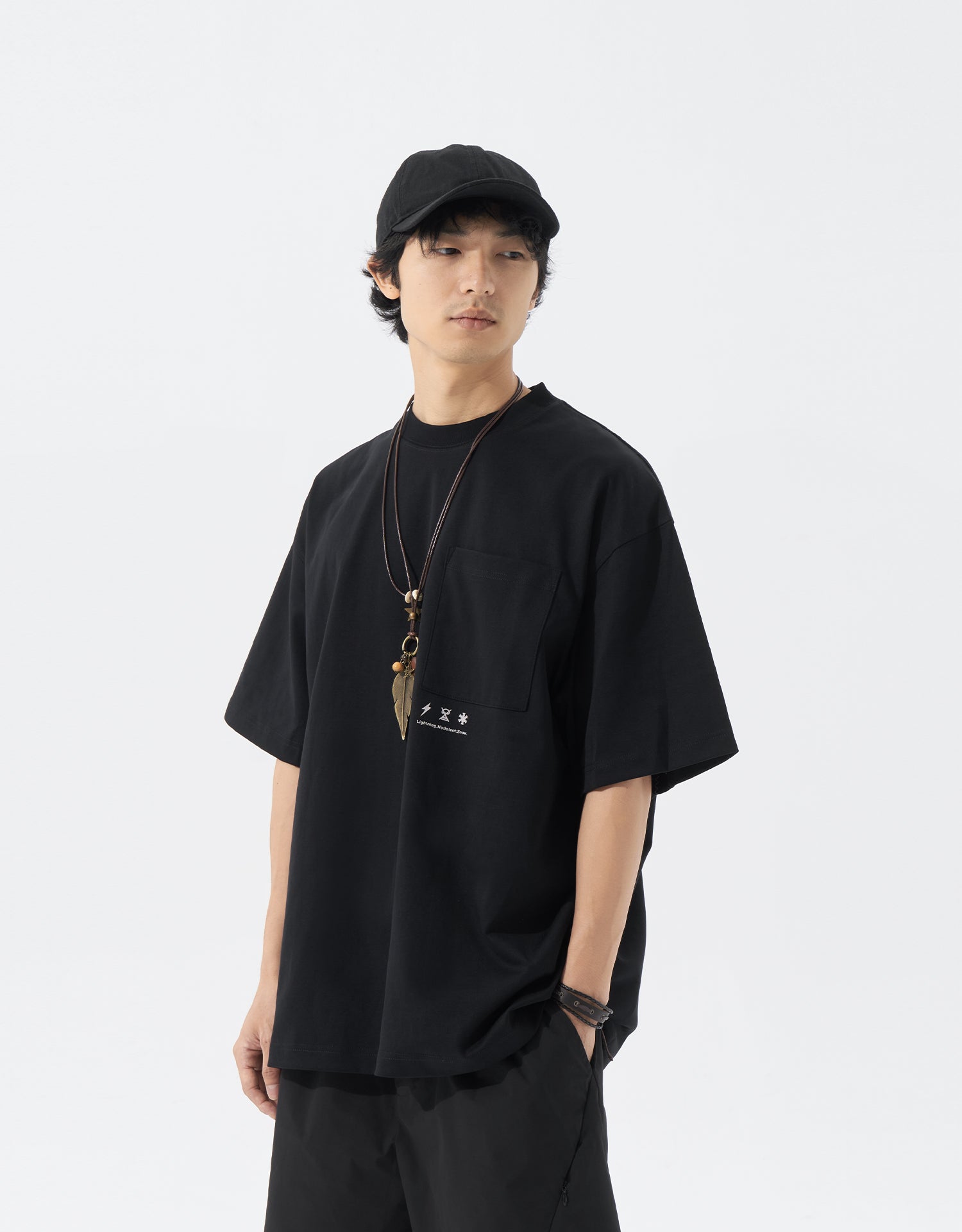 TopBasics Reflective Printed Pocket T-Shirt