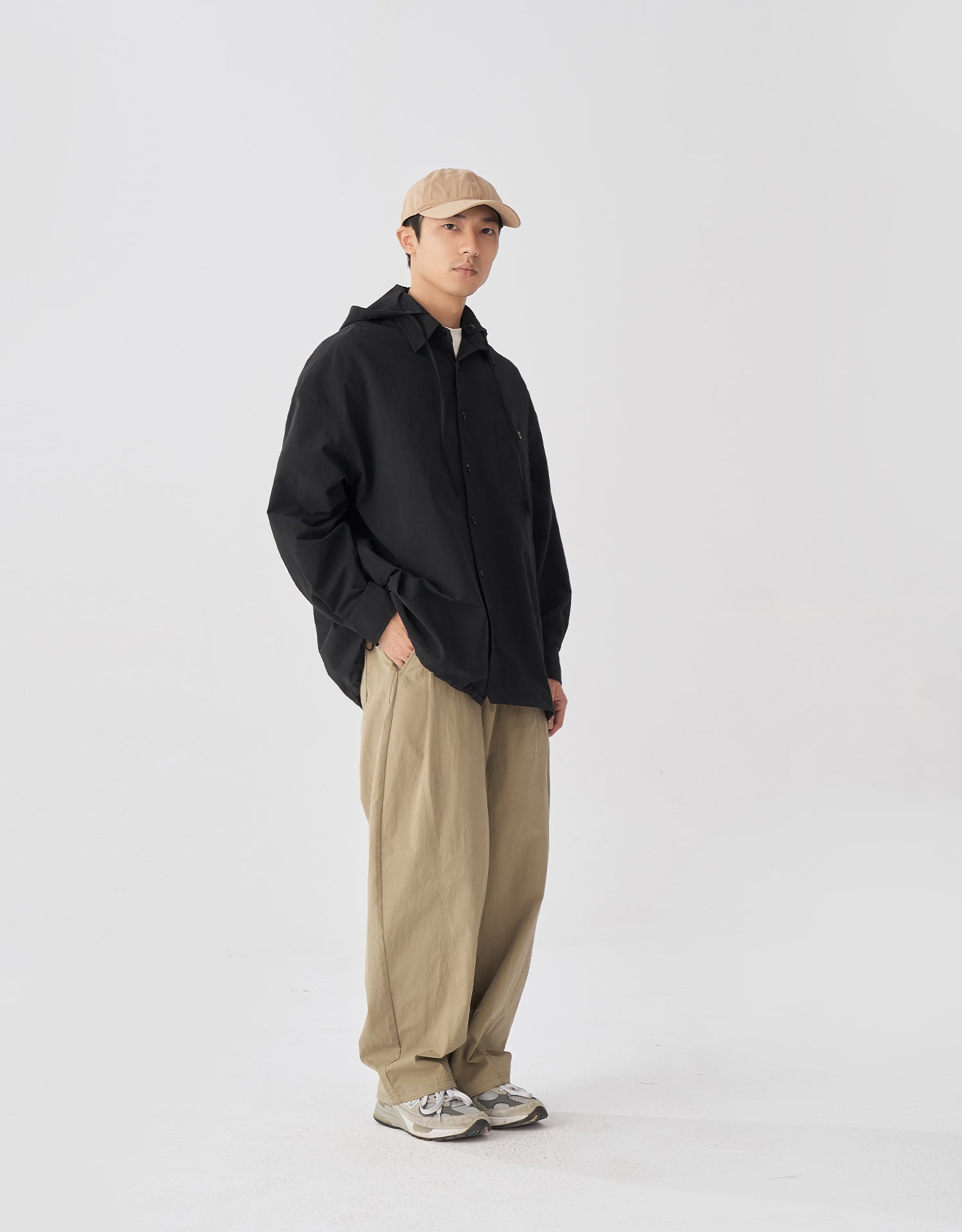 TopBasics Pocket Detachable Hood Shirt