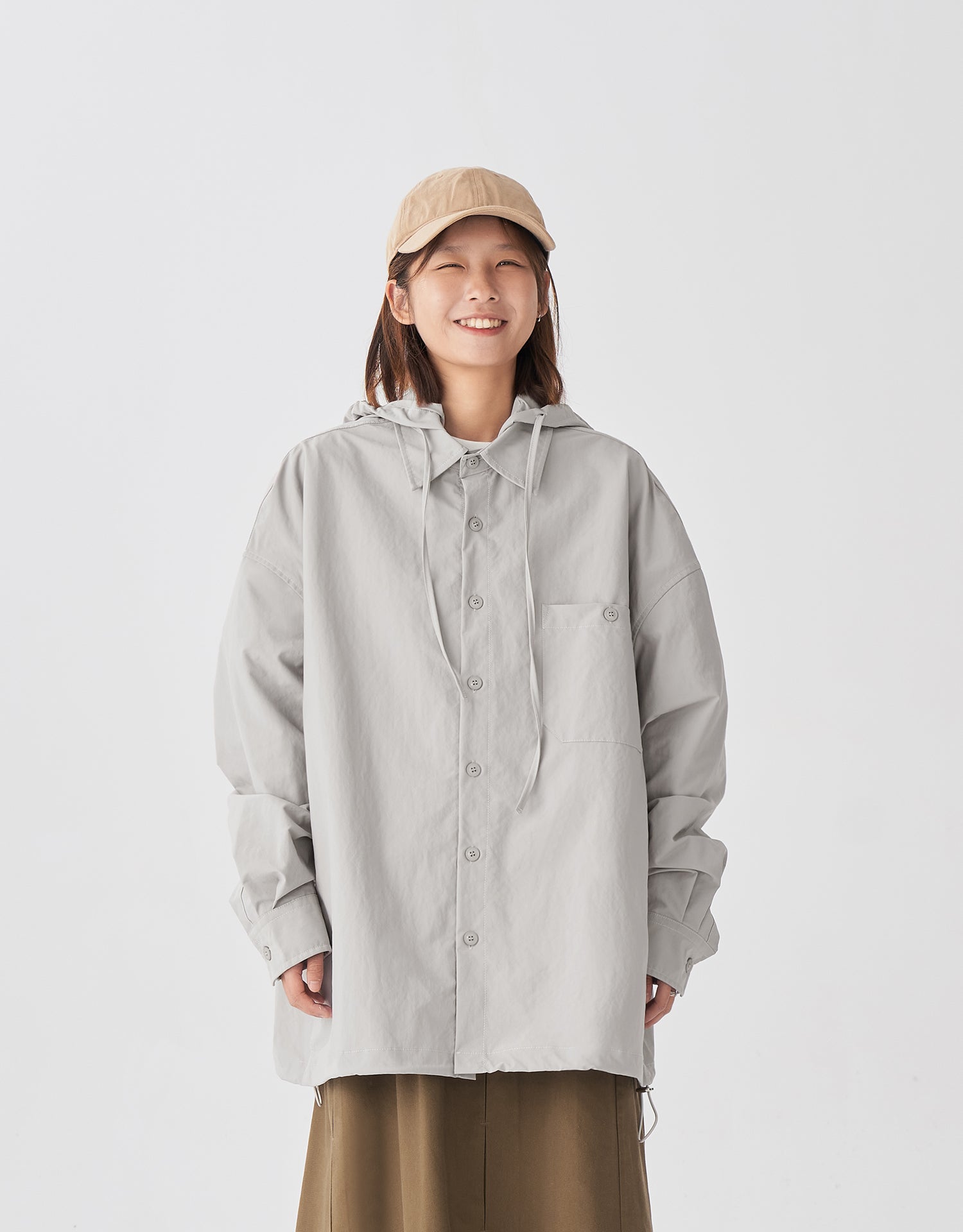 TopBasics Pocket Detachable Hood Shirt