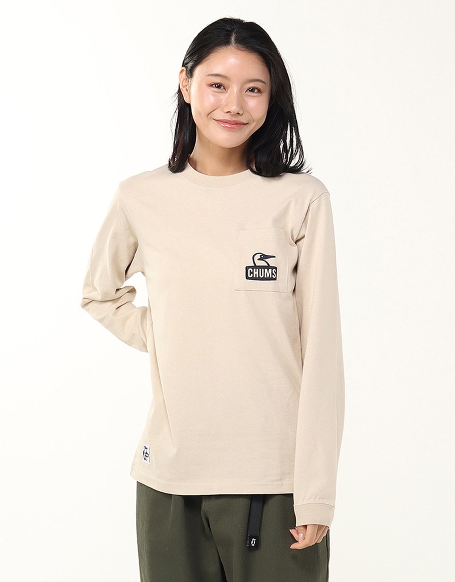 Chums Booby Face Pocket Brushed L/S T-Shirt