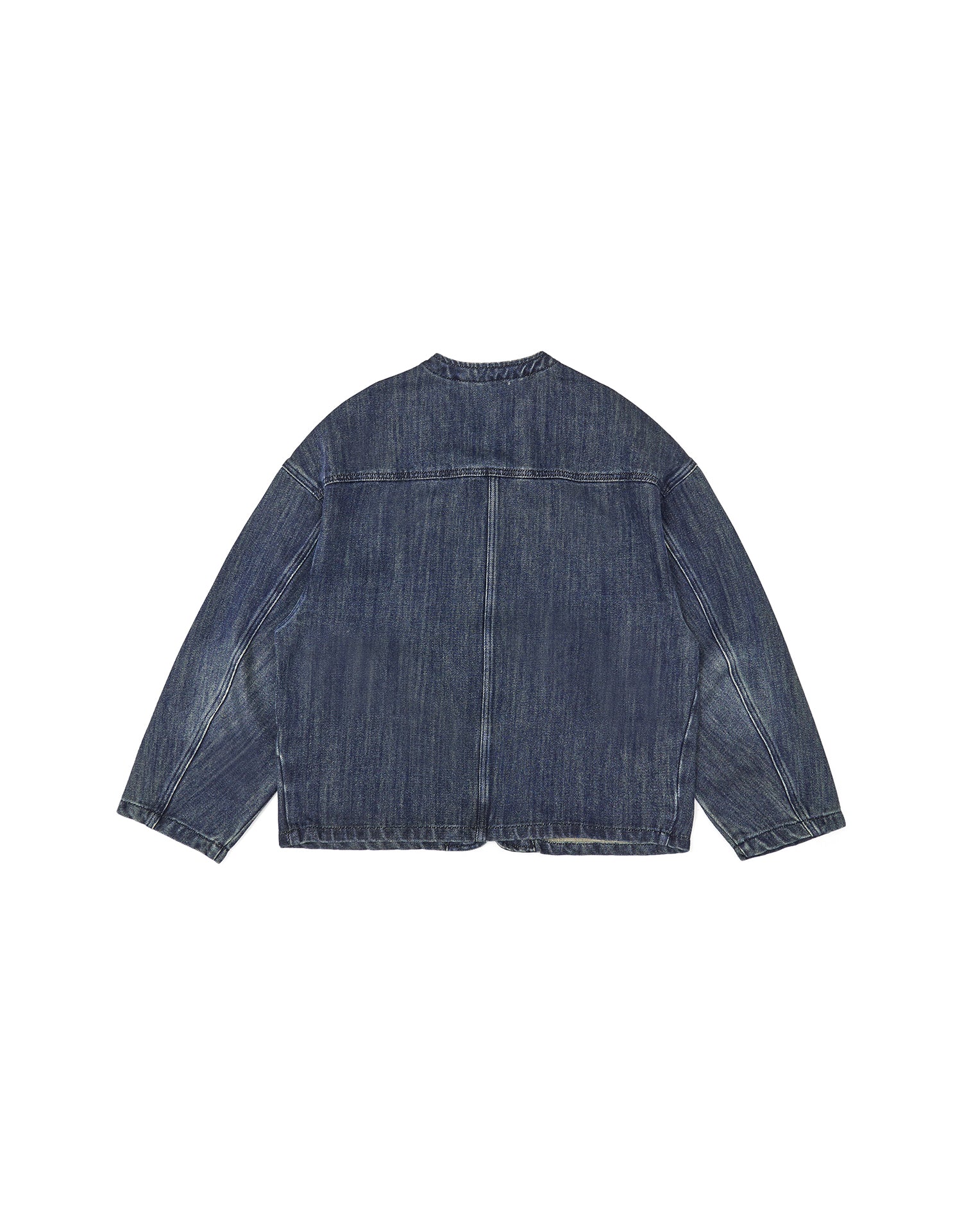 TopBasics Pockets Denim No Collar Jacket