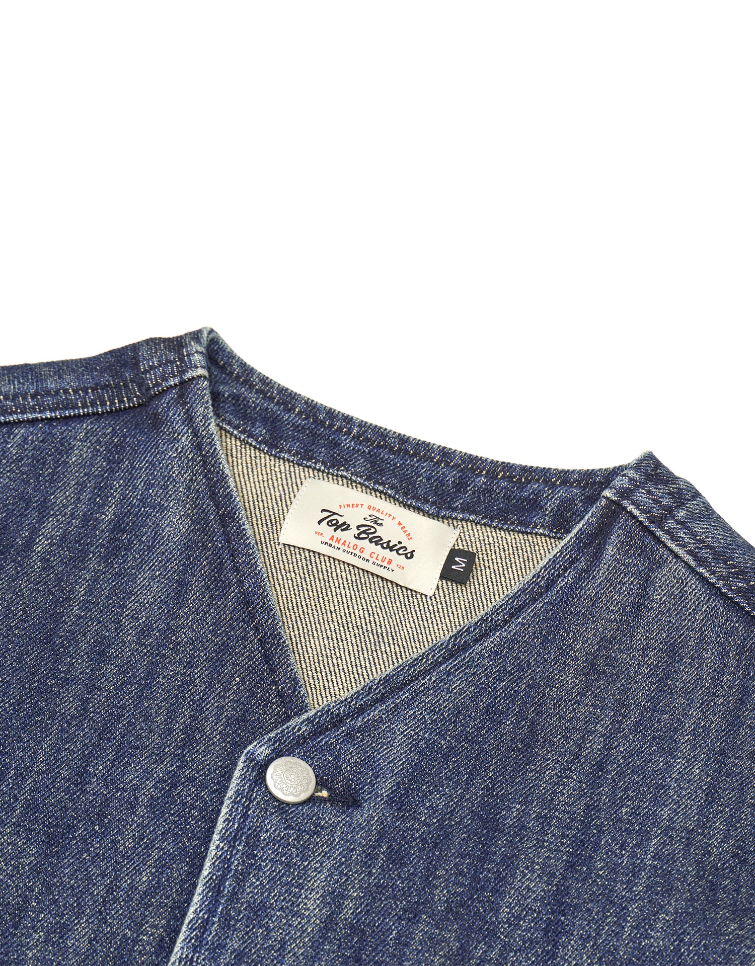 TopBasics Pockets Denim No Collar Jacket