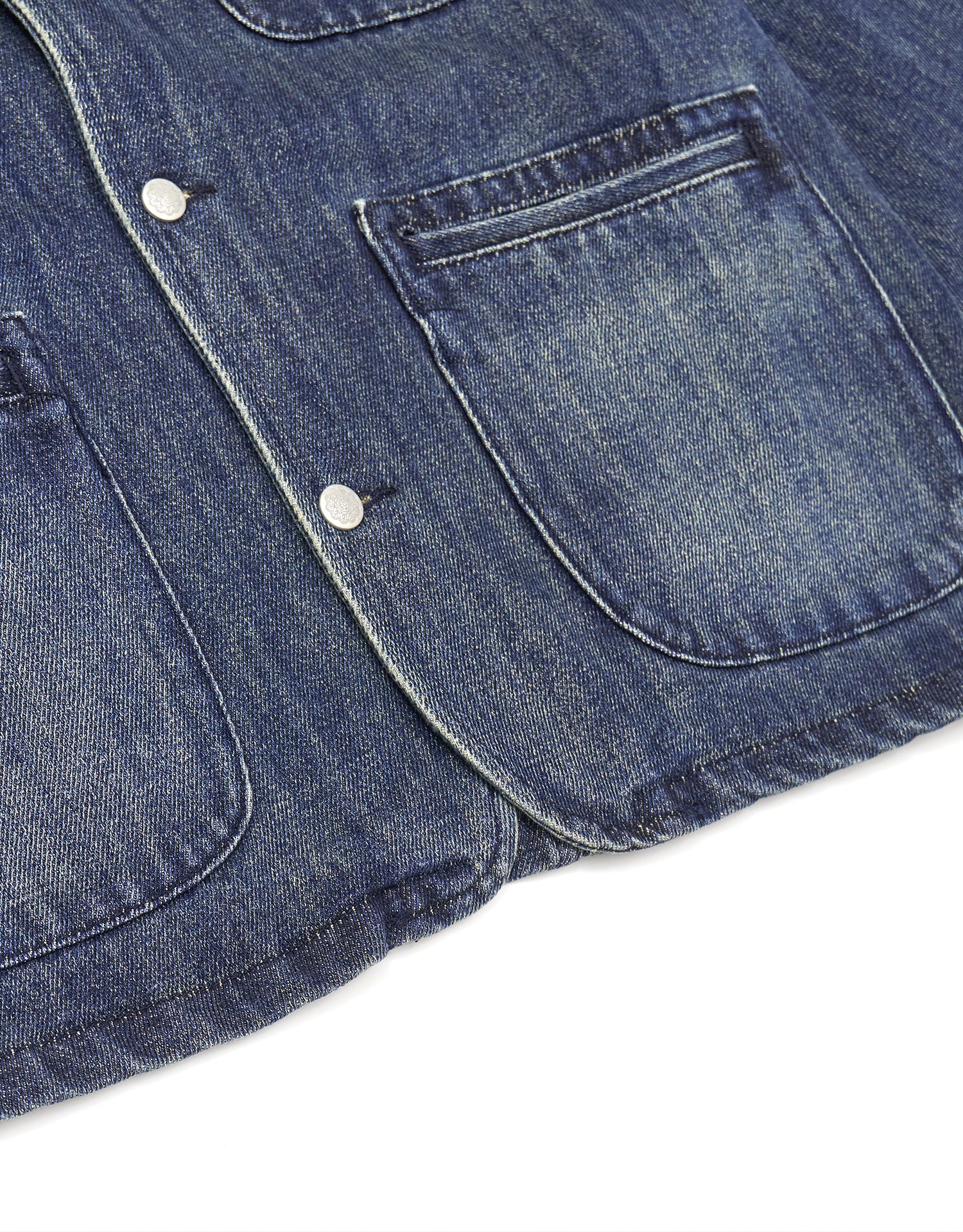 TopBasics Pockets Denim No Collar Jacket